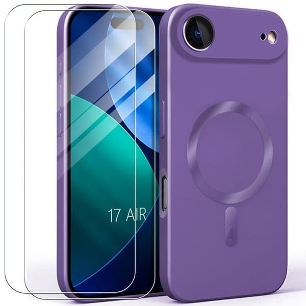 Skyddsskal - E.F.Connection - för iPhone Air - TPU med Lila Magnetring - 2 Glas Lila