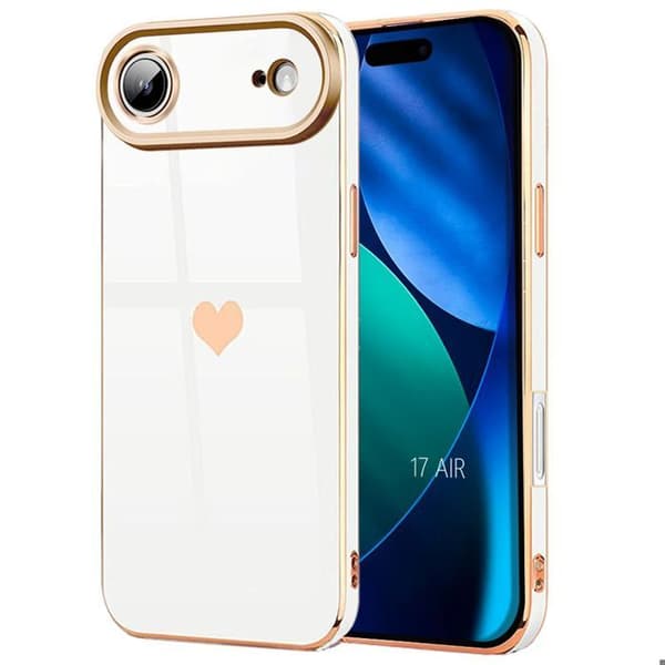 Skyddsskall - E.F.Connection - för iPhone Air - Silikon Mönster Hjärta Stötsäker Slim Vit Vit
