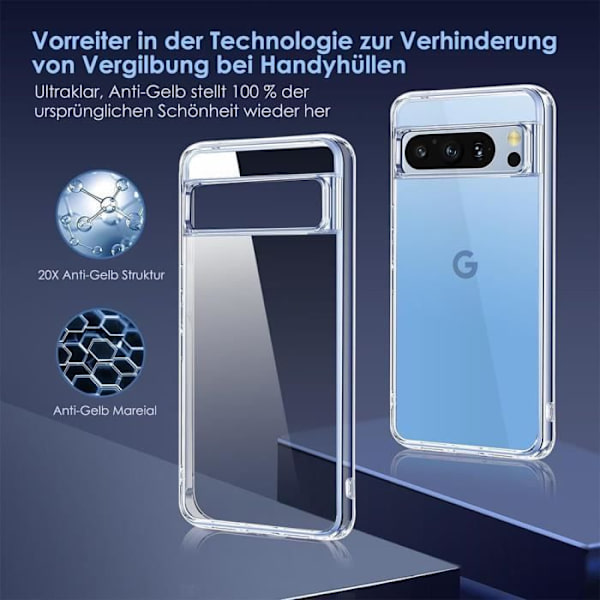 Silikonfodral för Google Pixel 8 Pro, med 2 härdade glasögon genomskinligt skydd
