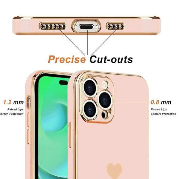 Fodral för iPhone 14 Pro Max - Rosa - Hjärtmotiv - Stöttålig - 2 Härdade Glas - Chic Rosa