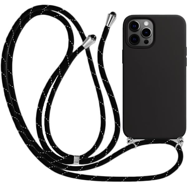 Skyddsskal - E.F.CONNECTION - iPhone 12 Pro Max - Mjuk - Svart - Justerbar Rem Svart