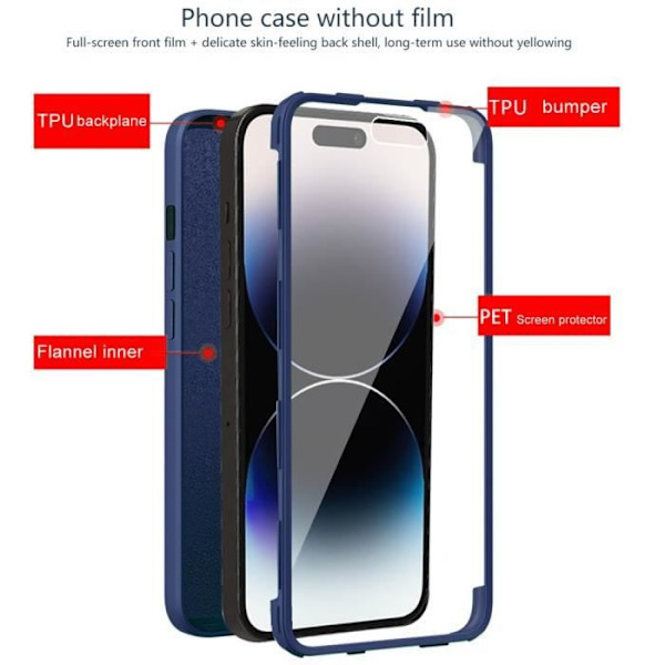 Coque - E.F.CONNECTION - för iPhone 14 Pro Max - Stötsäker - Rep resistant - Heltäckande skydd marinblå