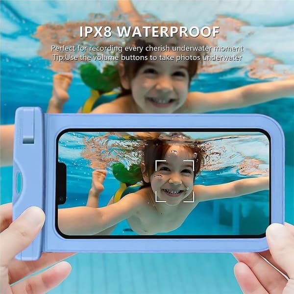 Vattentät fodral för Redmi Note 14 Pro/Pro Plus/Note 13 Pro/Note 12 Pro/Note 11/11S/10, IPX8-skydd, känslig touch - Blå Blå