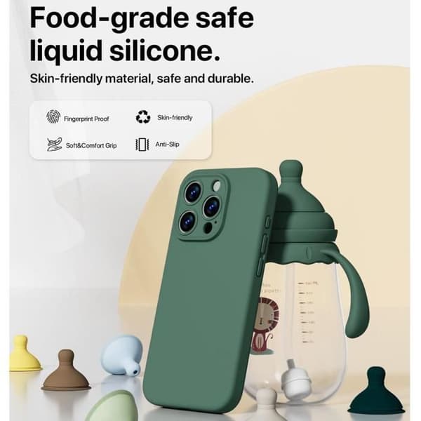 Coque - Silikon - för iPhone 16 Pro Max - Ultrafin - Stötsäker - Mörkgrön Nattgrönt