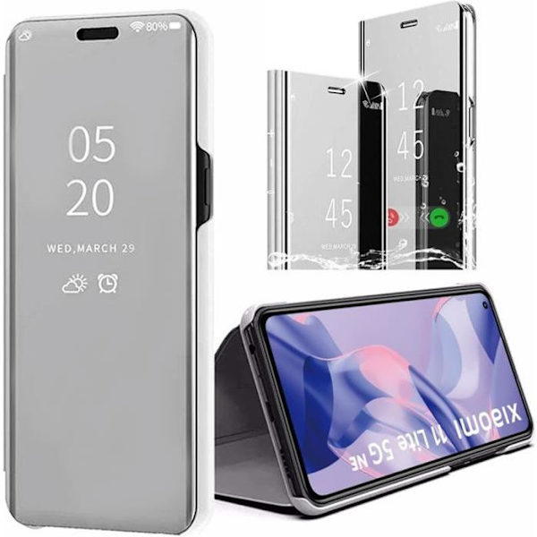 Fodral till Xiaomi Mi 11 Lite 5G NE Silver Fullt skydd Anti-skrapa Clear View Mirror Effect Silver