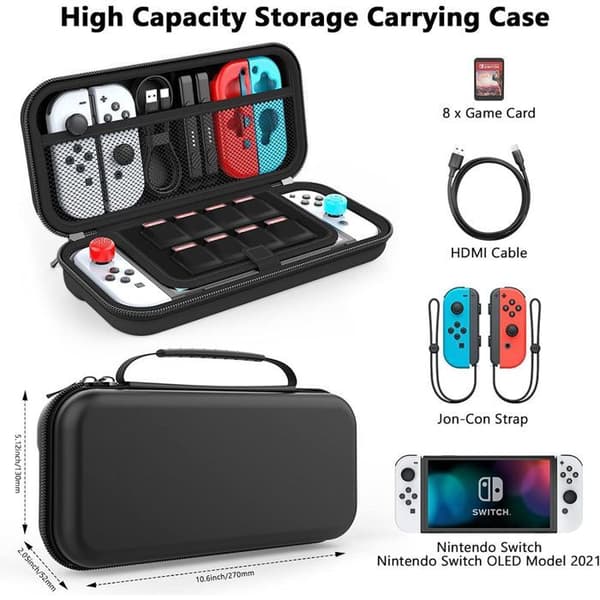 Skyddshölje - Nintendo - Switch/Switch OLED - Hård - Hög kapacitet - Svart Svart