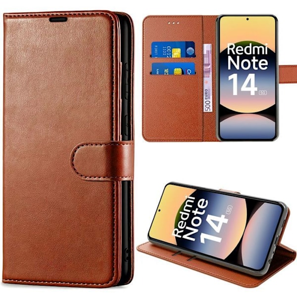 Coque til Xiaomi Redmi Note 14 5G ( ikke til 4G) Stødabsorberende Beskyttelse Syntetisk Læder Brun kastanj
