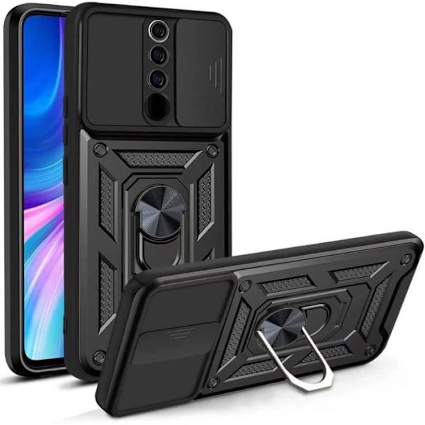 Fodral för Redmi Note 8 Pro (6,53") Svart Stötsäker Tjock Army Style Hard Edge Förstärkt styvt Svart