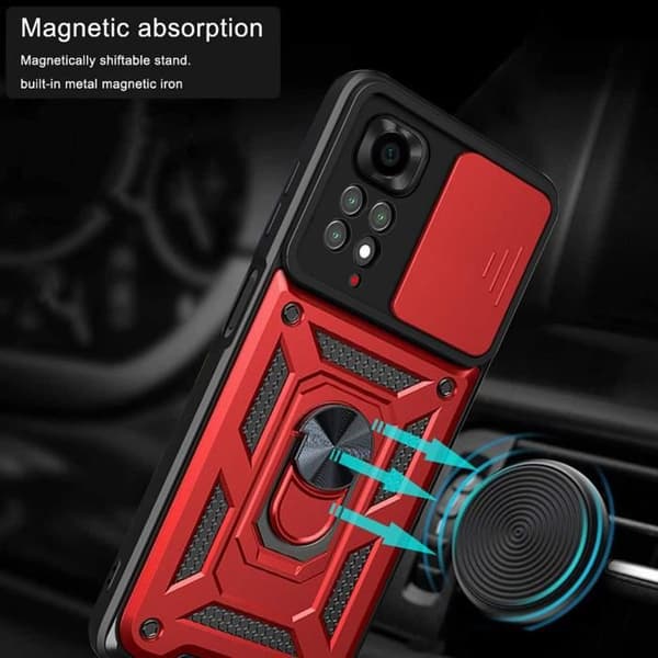 Skyddsskal - E.F.CONNECTION - Redmi Note 11S - Röd - Militärstil - Hård Röd