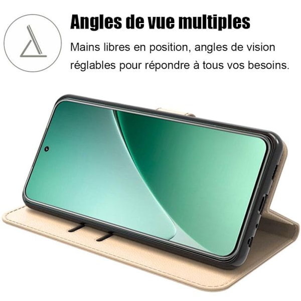 Coque + 2 Tårede Glas til Xiaomi 15 Pro, Stød- og Ridsefrit Beskyttelse i Syntetisk Læder - Gylden gyllene