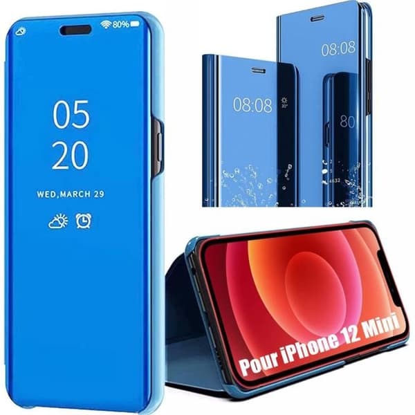 Skyddsskåpa - E.F.CONNECTION - för iPhone 12 Mini - Spegeleffekt - Hård Mjuk - Blå Blå