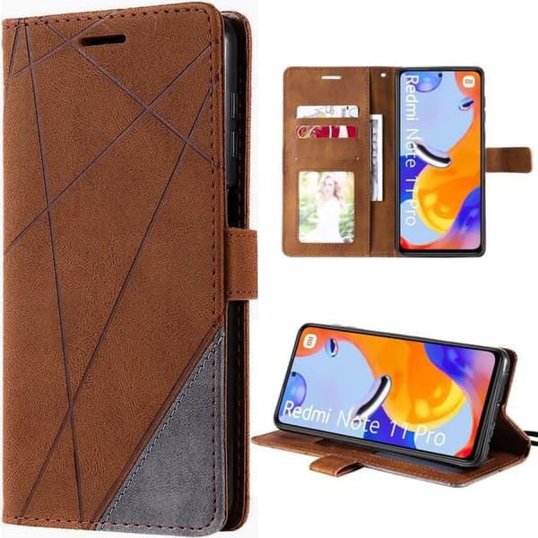 Skal - E.F.CONNECTION - För Xiaomi Redmi Note 11 Pro - Brun - Fällbart lock - Horisontellt stöd kastanj