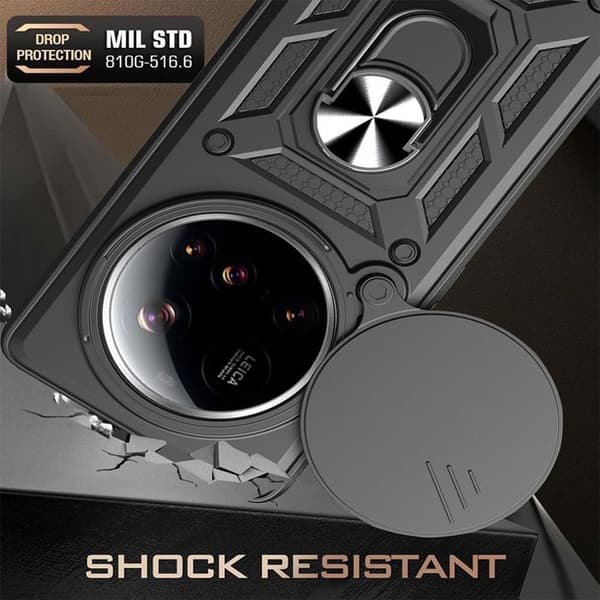 Skyddsskal - E.F.CONNECTION - för Xiaomi 15 Ultra - Stötsäker - Ringstöd - Kameraskydd Svart