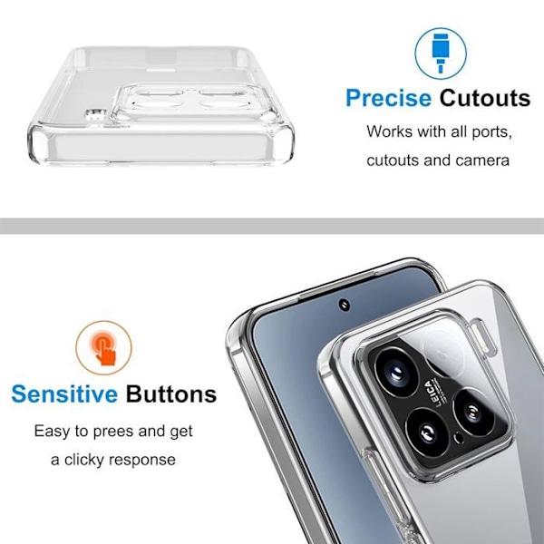 Siliconfodral för Xiaomi 15 med 2 Härdade Glas - Transparent Rep-skydd Transparent