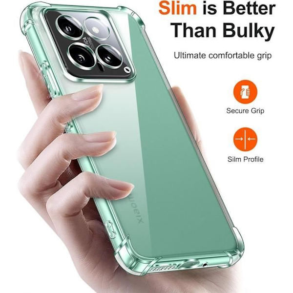 Skyddsskal för telefon - E.F.CONNECTION - Xiaomi 14 - Flexibelt - Transparent - Förstärkt Transparent