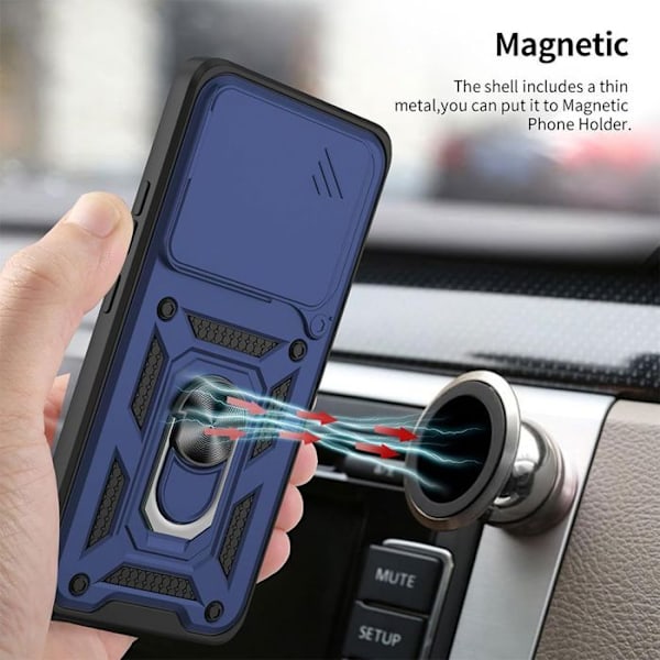 Coque + 2 Tempererede Glas til Xiaomi 15 Pro - Stiv Stødabsorberende med Ring og Objektivbeskyttelse - Mørkeblå marinblå