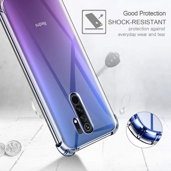 Etui til Redmi 9 (6,53") - E.F.CONNECTION - Klassisk forstærket beskyttelse Tpu-design med hærdet glas Transparent