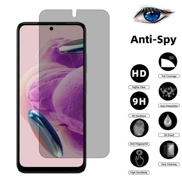 Skärmskydd - E.F.Connection - Redmi Note 12S - 3-pack - Härdat glas - Antispy Svart
