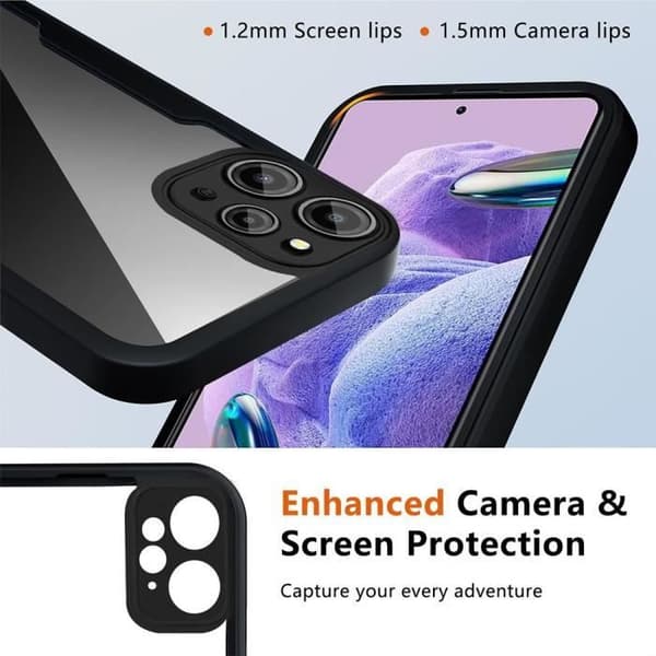 Coque - E.F.CONNECTION - för Xiaomi Redmi 12 5G - Integralt skydd - Dubbelansikte - Svart Svart