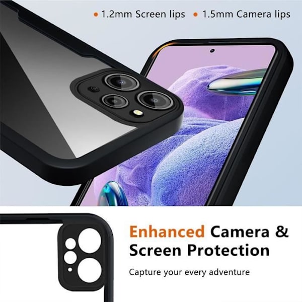 Coque - Xiaomi - Redmi 12 5G - Fuldt Beskyttelse - Dobbelt Ansigt - Sort Svart