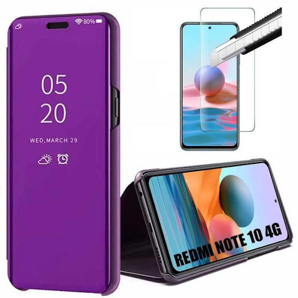 Skyddsfodral för Redmi Note 10 4G - E.F.CONNECTION - Spegeleffekt - Genomskinligt fönster - Lila lila