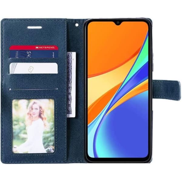 Coque - E.F.CONNECTION - för Xiaomi Redmi 9C - Syntetiskt läder - Mörkblå - Repfria marinblå