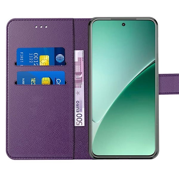 Coque til Xiaomi 15 Pro, Anti-Ridser Kortholder 360 Graders Beskyttelse Mørk Læder Effekt Mörklila