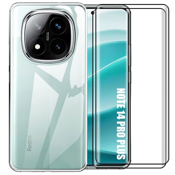 Skyddsfodral för Xiaomi Redmi Note 14 Pro Plus 5G/Note 14 Pro+ 5G, med 2 Härdade Glas - Transparent Skydd Transparent