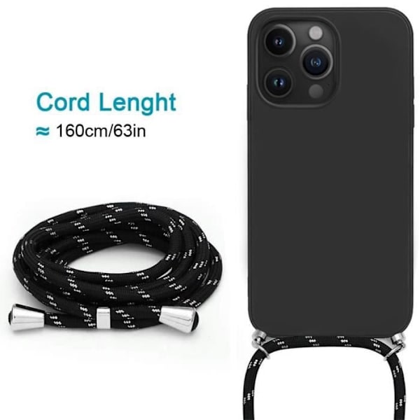 Beskyttelsescover - E.F.CONNECTION - iPhone 12 Pro Max - Blød - Sort - Justerbar Strop Svart