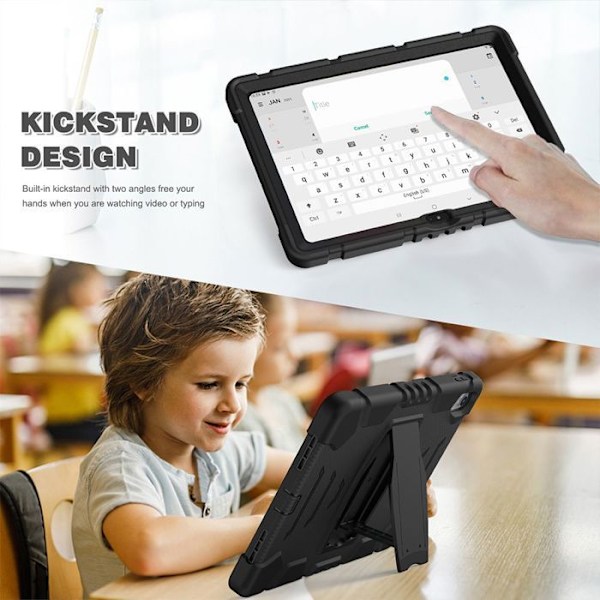 Cover til iPad A16 (11") / iPad 10 2022 (10,9" 10. generation) 360° stødabsorberende hård beskyttelse med stativ - Sort Svart