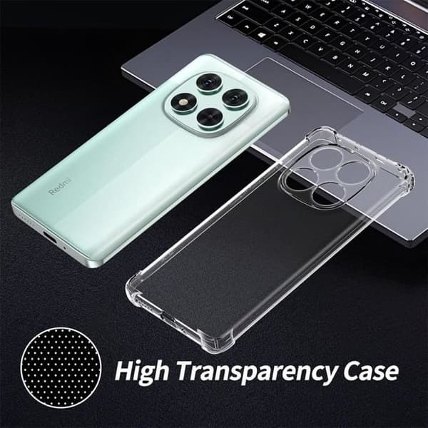 Coque - E.F.CONNECTION - För Xiaomi Redmi Note 14 Pro 5G - Stötsäker silikon - 2 härdade glas - Ultra transparent Transparent