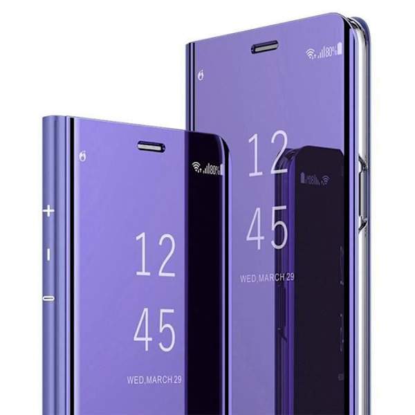 Huawei P30 Lite Fodral, Spegel Smart Clear View Slim Läder med Anti-Scratch Stand för Huawei P30 Lite, Lila