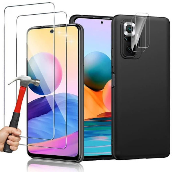 Svart TPU-fodral för Redmi Note 10 Pro - E.F.CONNECTION - Mjukt - Silikon + Härdat glas Svart, klar
