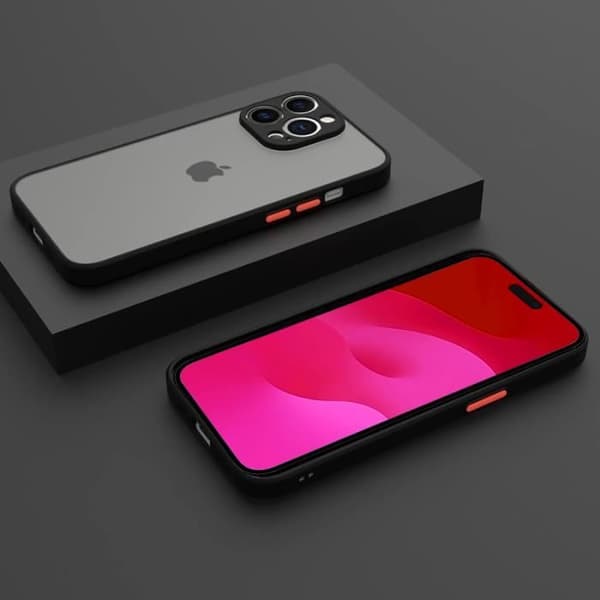 Coque - EF CONNECTION - för iPhone 15 Pro - Ultra Slim Skydd - Svart Snöre - Matt Effekt Svart
