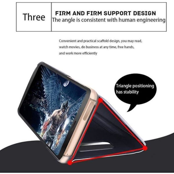 Xiaomi Redmi 9C Case, Xiaomi Redmi 9C Case Glitter Clear View Mirror Case Spejl Makeup Case Læder Case CoverNY
