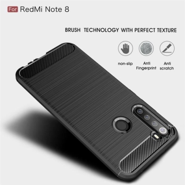 Mjukt TPU-fodral för Xiaomi Redmi Note 8 Borstad kolfibertextur svart - 481434