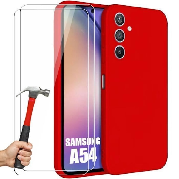 Flexible skyddskal för Samsung Galaxy A54 - E.F.CONNECTION - Röd - Stöttålig och halkfri - Härdat glas Röd