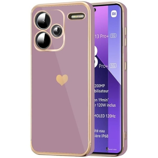 Fodral till Xiaomi Redmi Note 13 Pro+ 5G - Note 13 Pro Plus 5G - med hjärtmönster Anti-Scratch Mjuk TPU Lila