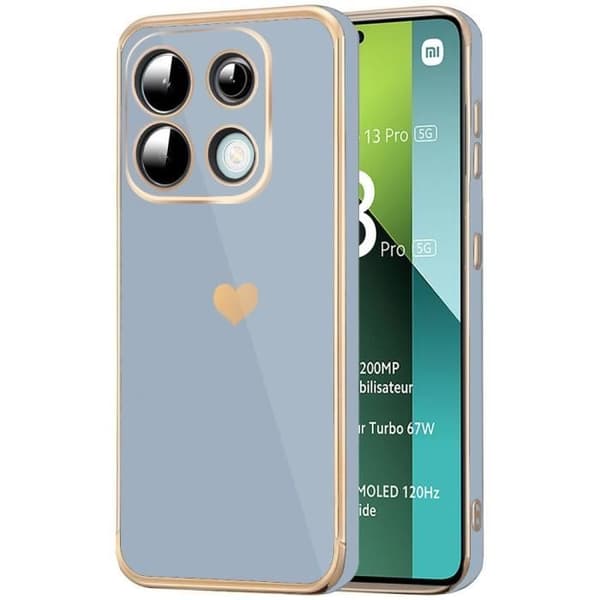 Silikonskal - E.F.CONNECTION - För Xiaomi Redmi Note 13 Pro 5G - Stötsäker - Mönster Med Små Hjärtor - Blå Blå