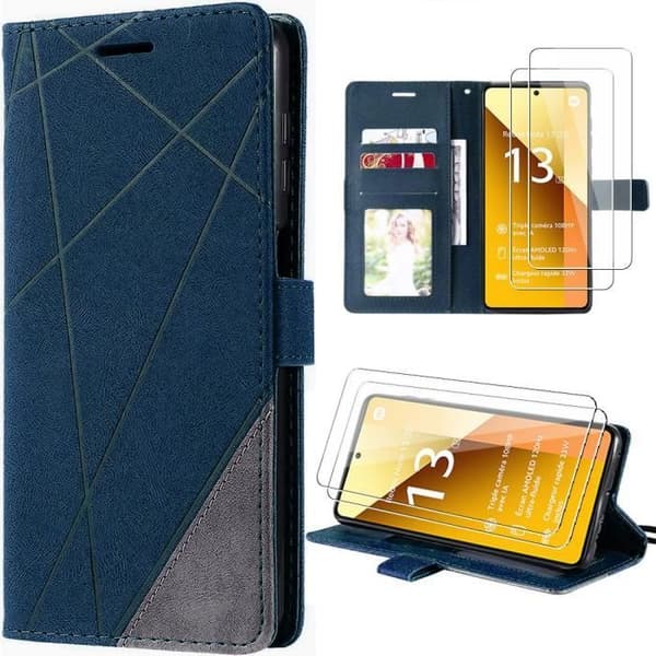 Silikonskal - E.F.CONNECTION - för Redmi Note 13 5G - Syntetiskt Läder - Mörkblå - Vintage marinblå