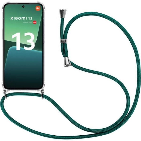 Fodral för Xiaomi 13 Förstärkta hörn Mjukt Anti-Scratch Transparent TPU med sladd Halsband Nattgrön