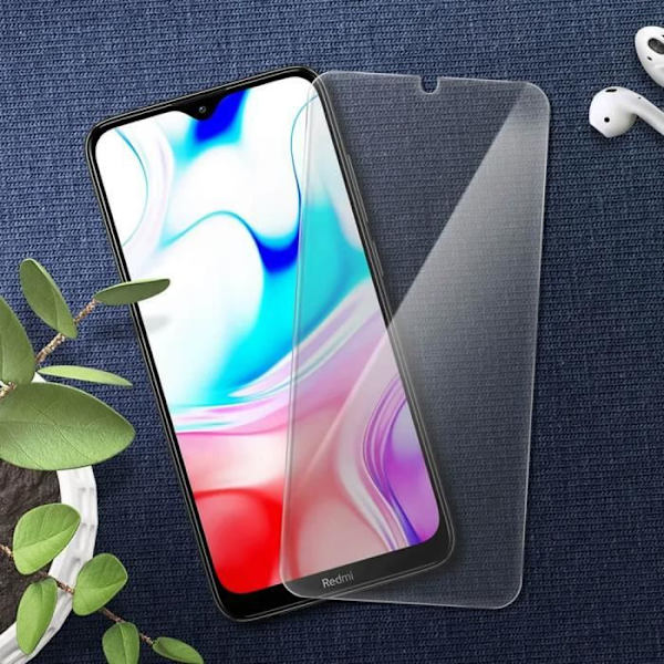 Skærmbeskyttelsesfilm - E.F.CONNECTION - til Redmi 8A - hærdet glas - ridsefrit - Pakke med 2 Transparent