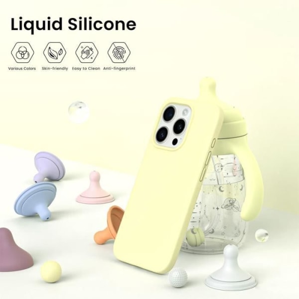 Siliconfodral - Ej specificerad - iPhone 15 Pro - Gul - Skärm skydd - Mjuk Gul