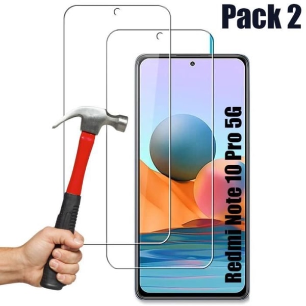 Paket - 2 härdat glas för Redmi Note 10 Pro 5G högresistans anti-skrapfilmer Transparent