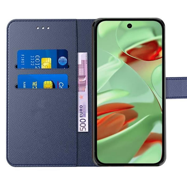 Helkroppsfodral för Google Pixel 9 Pro, marinblått PU-läderskydd Stötsäkert Anti-Scratch