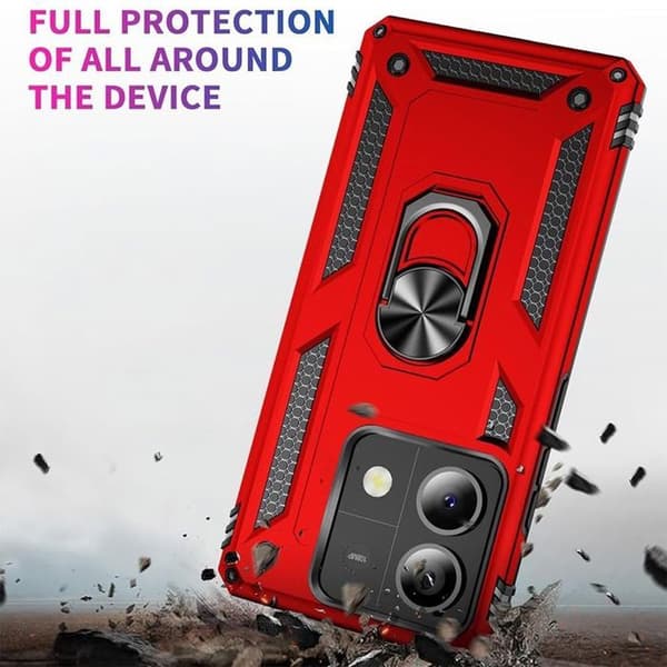 Skyddsskrapa - E.F.CONNECTION - För Xiaomi Redmi Note 14 5G - Röd - Stötsäker - 360° bakring Röd
