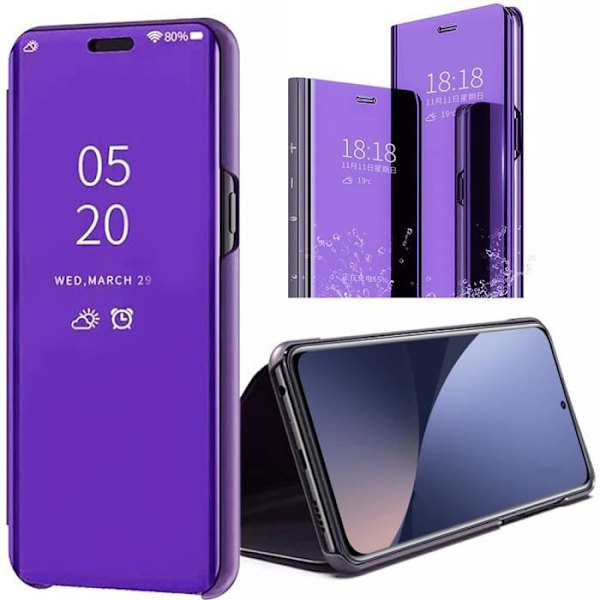 Fodral för Xiaomi 12 Pro Purple Integral Anti-Scratch Reflex Mirror Elegant 360 graders skydd Lila