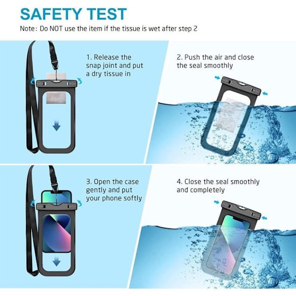 Vandtæt Case til Redmi Note 14/Note 14 Pro/Note 14 Pro Plus/Note 13/Note 12/Note 11/11S/Note 10 - Følsom Berøring - Sort Svart