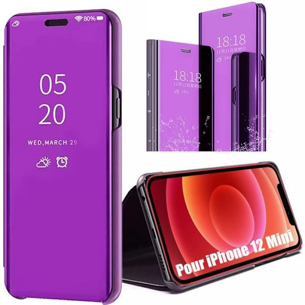 Cover til iPhone 12 Mini (5,4") Intelligent Smart View Protection For- og bagside Lilla Lila