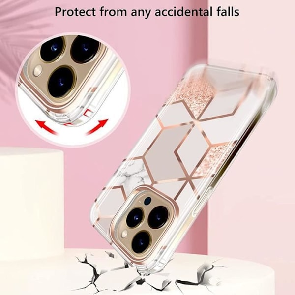 Fodral för iPhone 16 Plus, skyddande smalt lätt anti-skrapa Stötsäkert rosa marmormönster